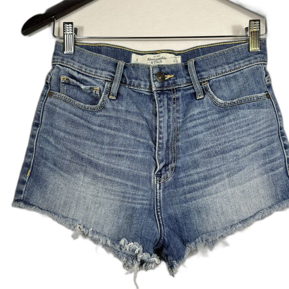 Abercrombie & Fitch Women’s Size 4 High Rise Denim Cutoff Shorts Blue Distressed